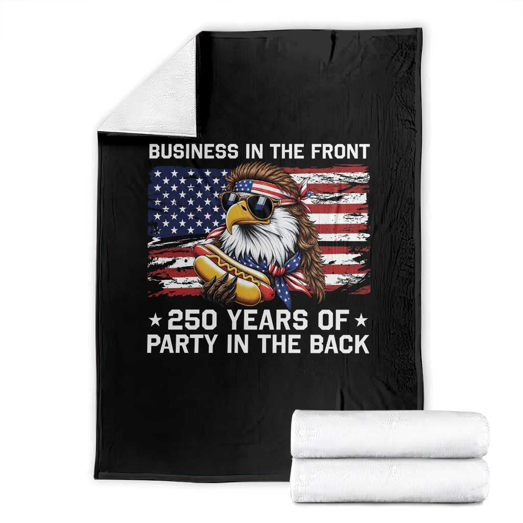 Business In The Front Party In The Back 250th Anniversary USA Throw Blanket Patriotic Eagle Mullet TS11 Black Print Your Wear