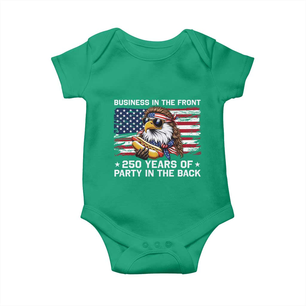 Business In The Front Party In The Back 250th Anniversary USA Baby Onesie Patriotic Eagle Mullet
