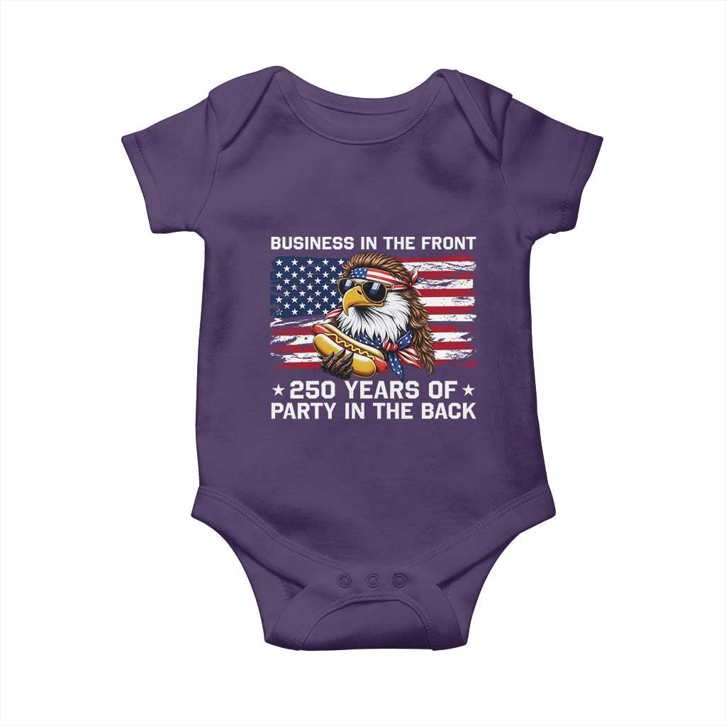 Business In The Front Party In The Back 250th Anniversary USA Baby Onesie Patriotic Eagle Mullet