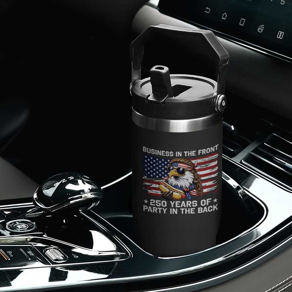 Business In The Front Party In The Back 250th Anniversary USA Flip Straw Tumbler Patriotic Eagle Mullet