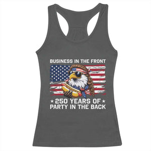 Business In The Front Party In The Back 250th Anniversary USA Racerback Tank Top Patriotic Eagle Mullet