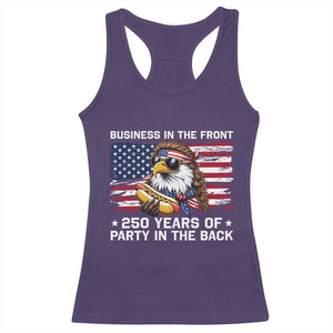 Business In The Front Party In The Back 250th Anniversary USA Racerback Tank Top Patriotic Eagle Mullet