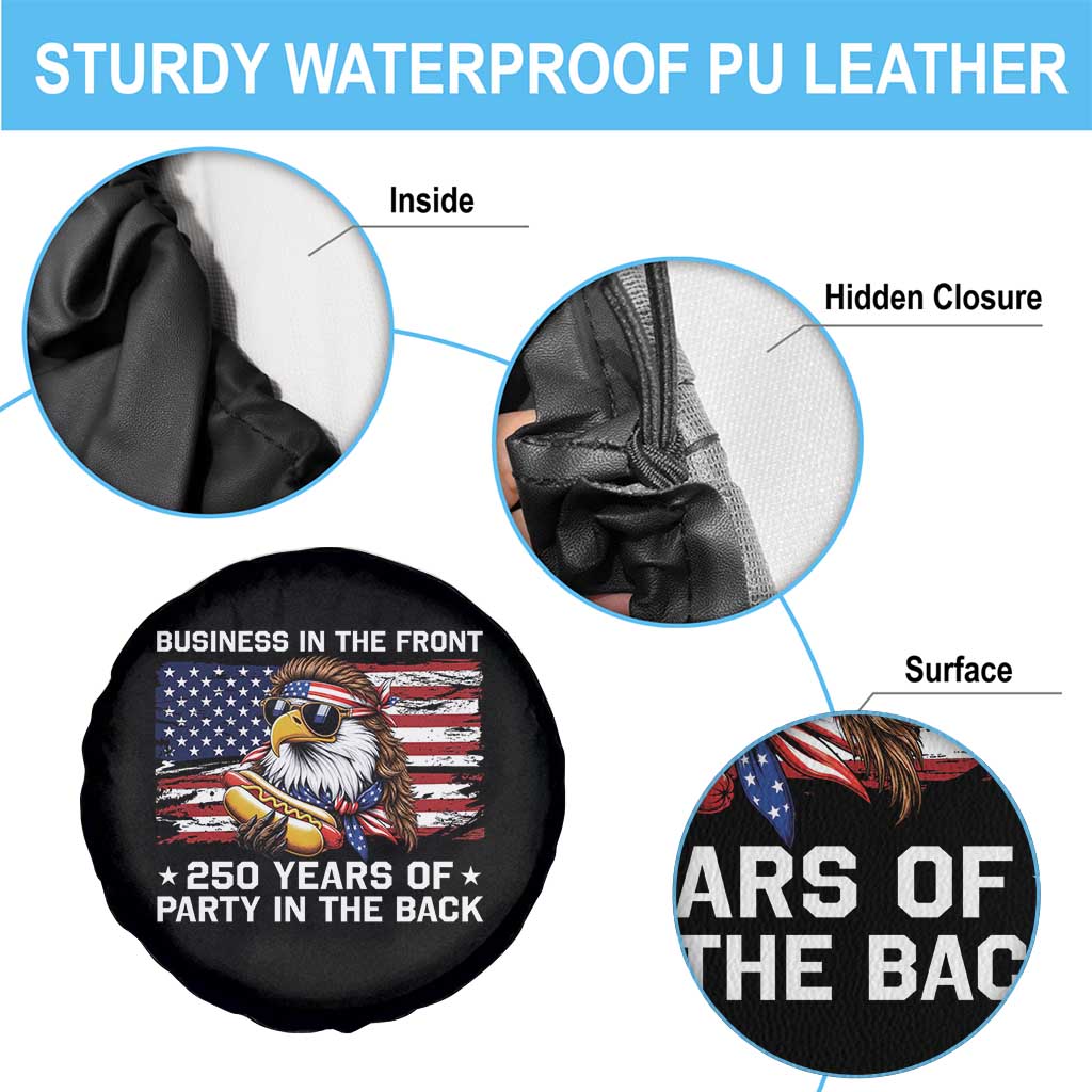 Business In The Front Party In The Back 250th Anniversary USA Spare Tire Cover Patriotic Eagle Mullet