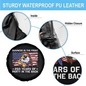 Business In The Front Party In The Back 250th Anniversary USA Spare Tire Cover Patriotic Eagle Mullet