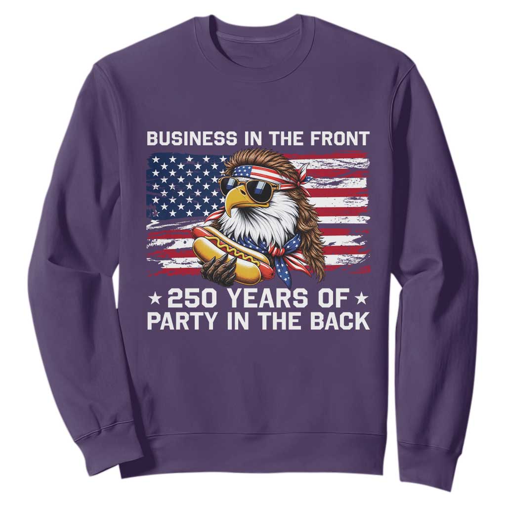 Business In The Front Party In The Back 250th Anniversary USA Sweatshirt Patriotic Eagle Mullet