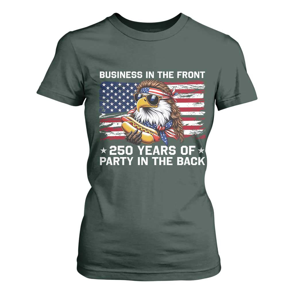 Business In The Front Party In The Back 250th Anniversary USA T Shirt For Women Patriotic Eagle Mullet