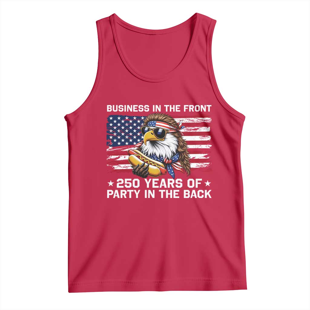 Business In The Front Party In The Back 250th Anniversary USA Tank Top Patriotic Eagle Mullet