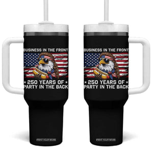 Business In The Front Party In The Back 250th Anniversary USA Tumbler With Handle Patriotic Eagle Mullet