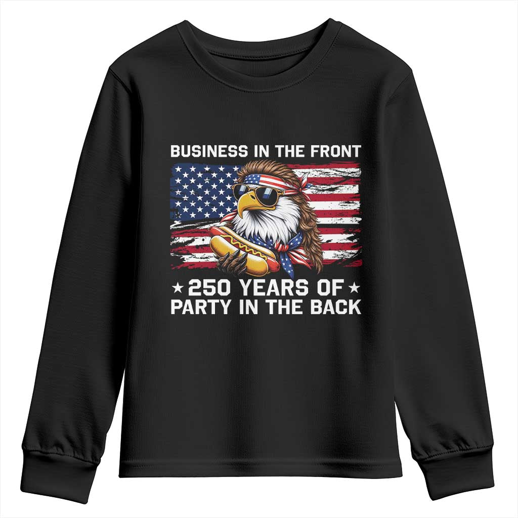 Business In The Front Party In The Back 250th Anniversary USA Youth Sweatshirt Patriotic Eagle Mullet TS11 Black Print Your Wear
