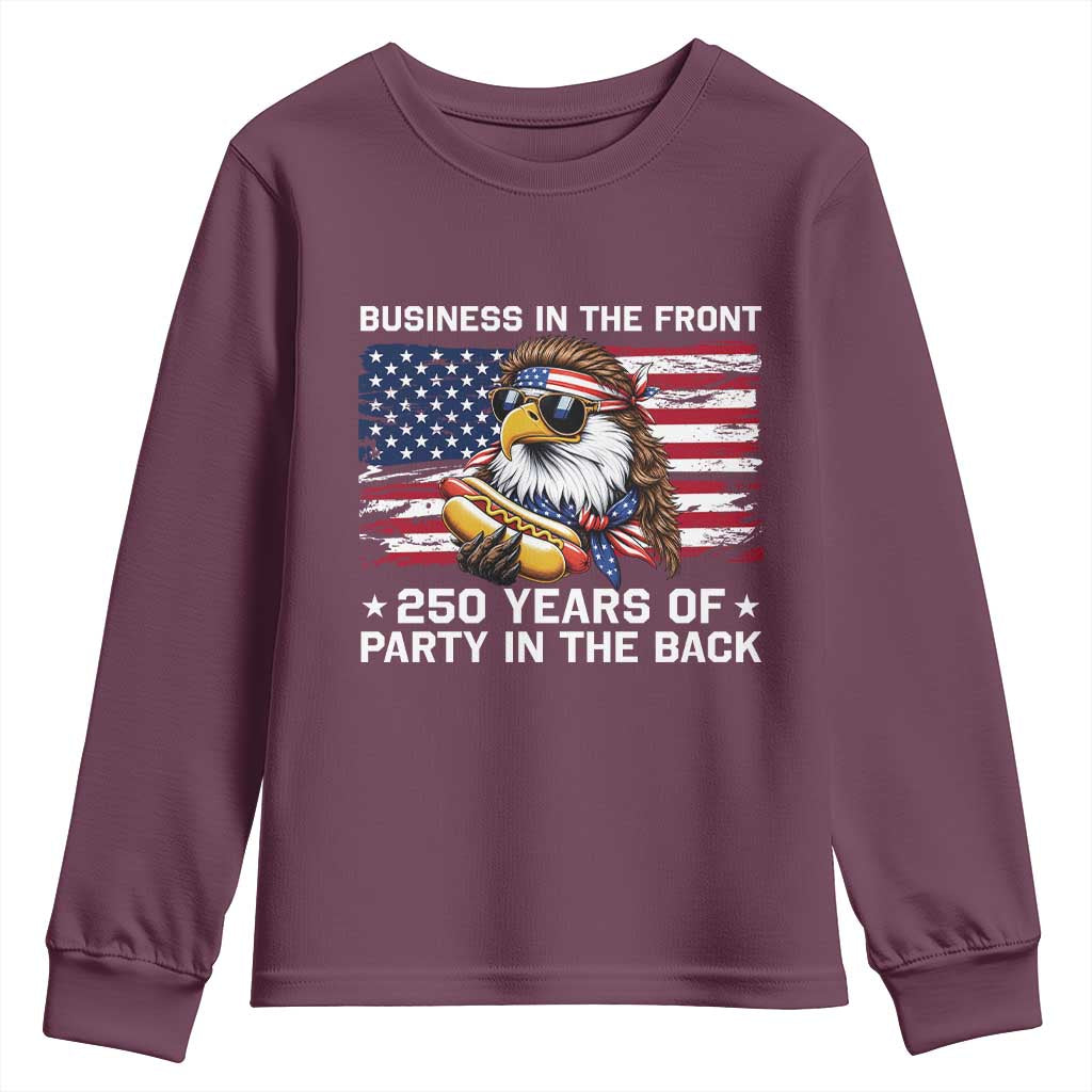 Business In The Front Party In The Back 250th Anniversary USA Youth Sweatshirt Patriotic Eagle Mullet