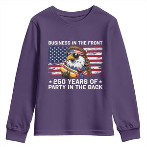 Business In The Front Party In The Back 250th Anniversary USA Youth Sweatshirt Patriotic Eagle Mullet