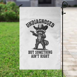 Undiagnosed But Something Ain't Right Garden Flag Funny Raccoon Cowboy