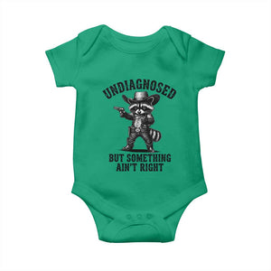 Undiagnosed But Something Ain't Right Baby Onesie Funny Raccoon Cowboy