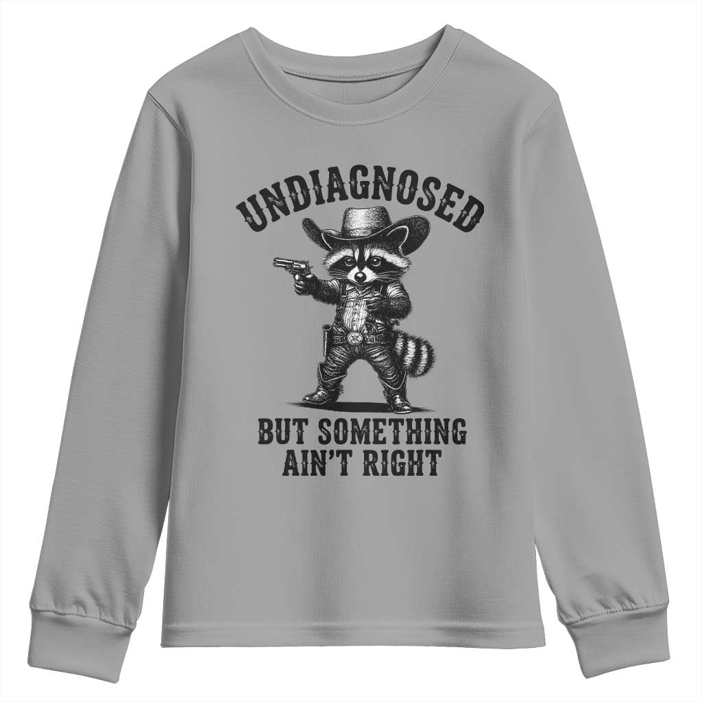 Undiagnosed But Something Ain't Right Youth Sweatshirt Funny Raccoon Cowboy