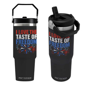I Love The Taste Of Freedom Funny 4th of July Couple Matching Flip Straw Tumbler US Fireworks