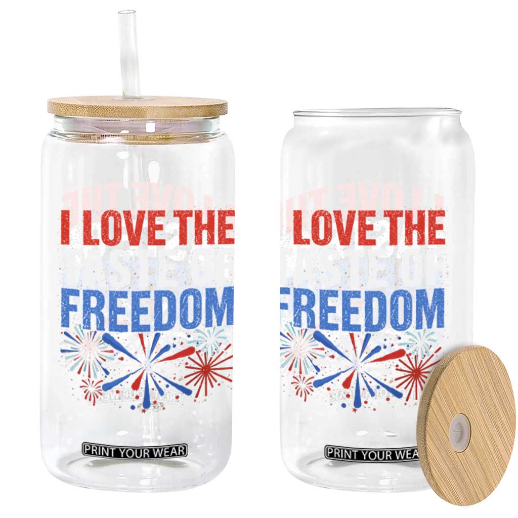 I Love The Taste Of Freedom Funny 4th of July Couple Matching Glass Can US Fireworks