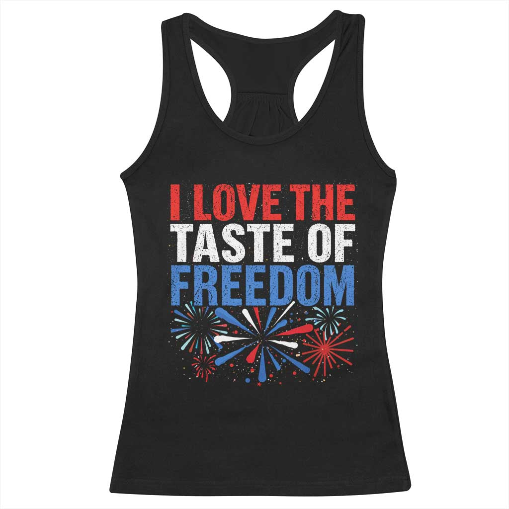I Love The Taste Of Freedom Funny 4th of July Couple Matching Racerback Tank Top US Fireworks