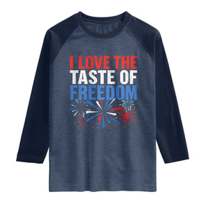 I Love The Taste Of Freedom Funny 4th of July Couple Matching Raglan Shirt US Fireworks
