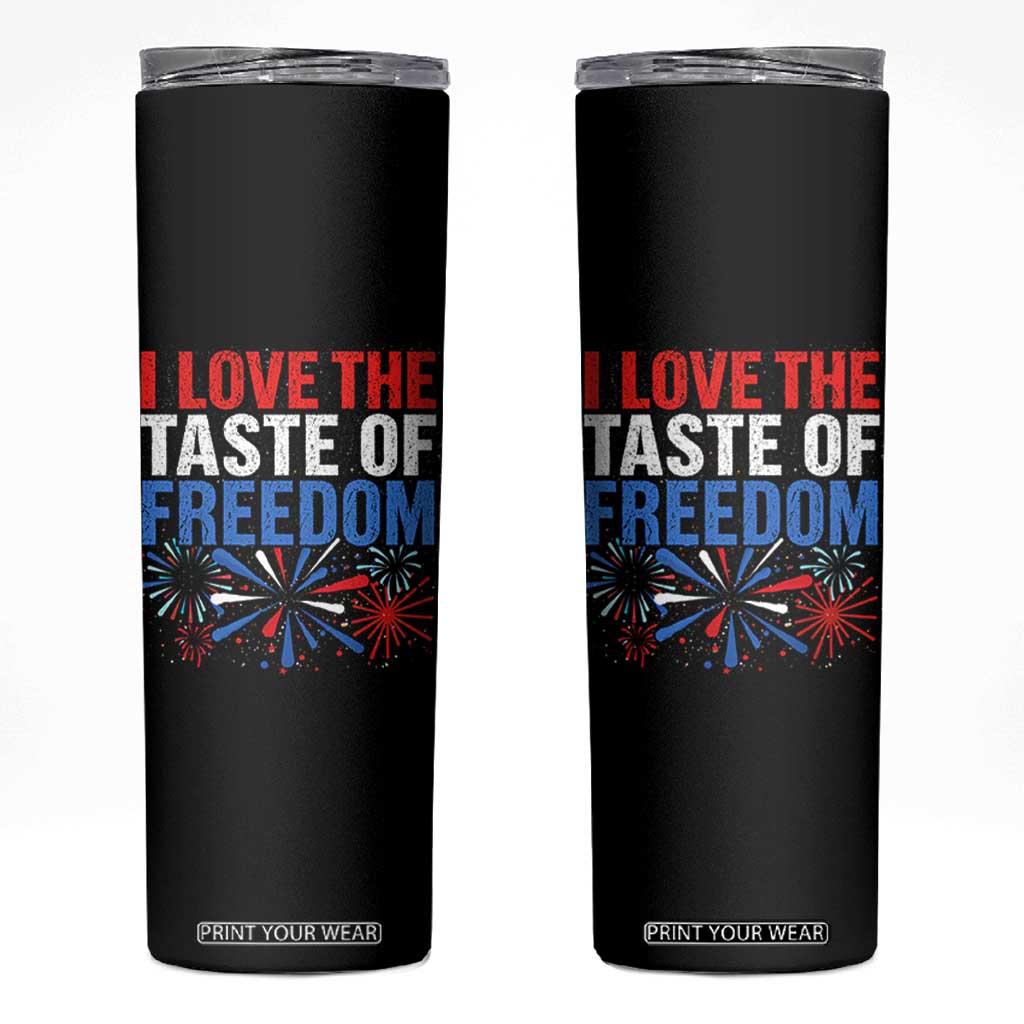 I Love The Taste Of Freedom Funny 4th of July Couple Matching Skinny Tumbler US Fireworks