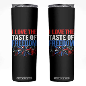 I Love The Taste Of Freedom Funny 4th of July Couple Matching Skinny Tumbler US Fireworks