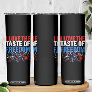 I Love The Taste Of Freedom Funny 4th of July Couple Matching Skinny Tumbler US Fireworks