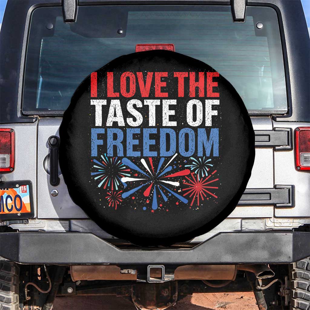 I Love The Taste Of Freedom Funny 4th of July Couple Matching Spare Tire Cover US Fireworks TS11 No hole Black Print Your Wear