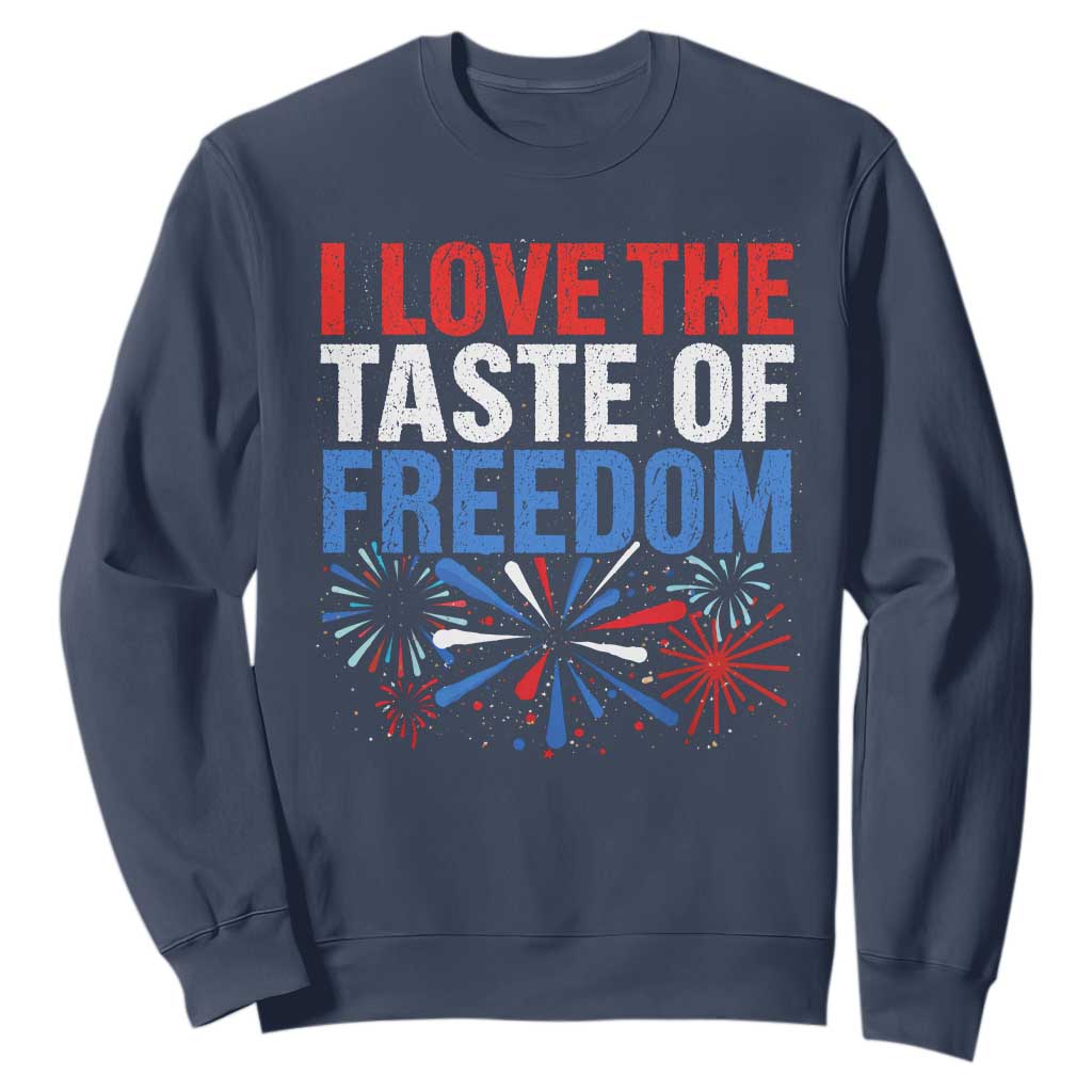 I Love The Taste Of Freedom Funny 4th of July Couple Matching Sweatshirt US Fireworks