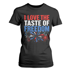 I Love The Taste Of Freedom Funny 4th of July Couple Matching T Shirt For Women US Fireworks