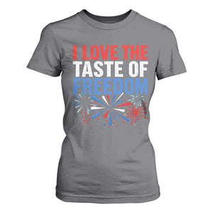 I Love The Taste Of Freedom Funny 4th of July Couple Matching T Shirt For Women US Fireworks
