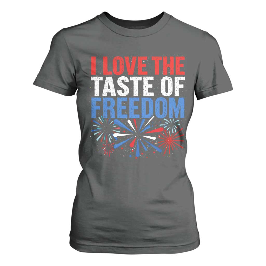 I Love The Taste Of Freedom Funny 4th of July Couple Matching T Shirt For Women US Fireworks