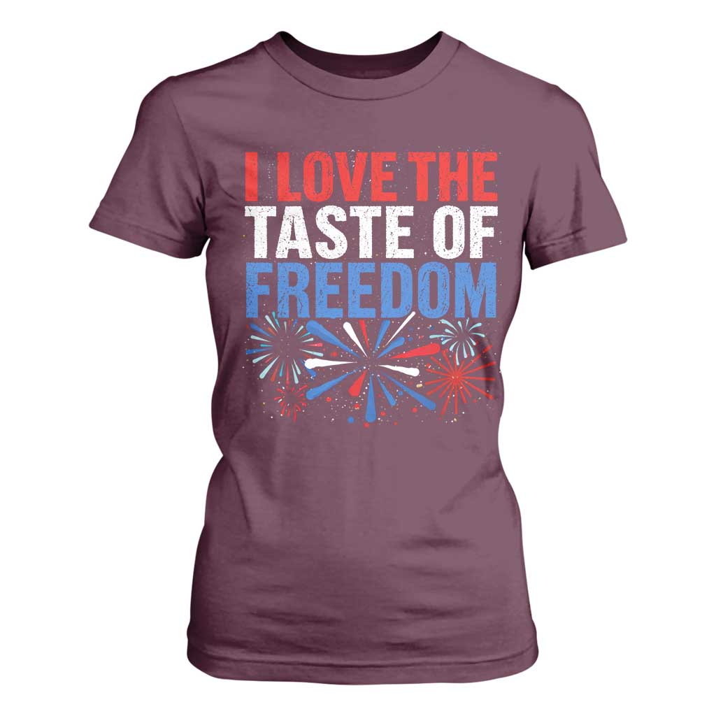 I Love The Taste Of Freedom Funny 4th of July Couple Matching T Shirt For Women US Fireworks