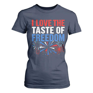 I Love The Taste Of Freedom Funny 4th of July Couple Matching T Shirt For Women US Fireworks
