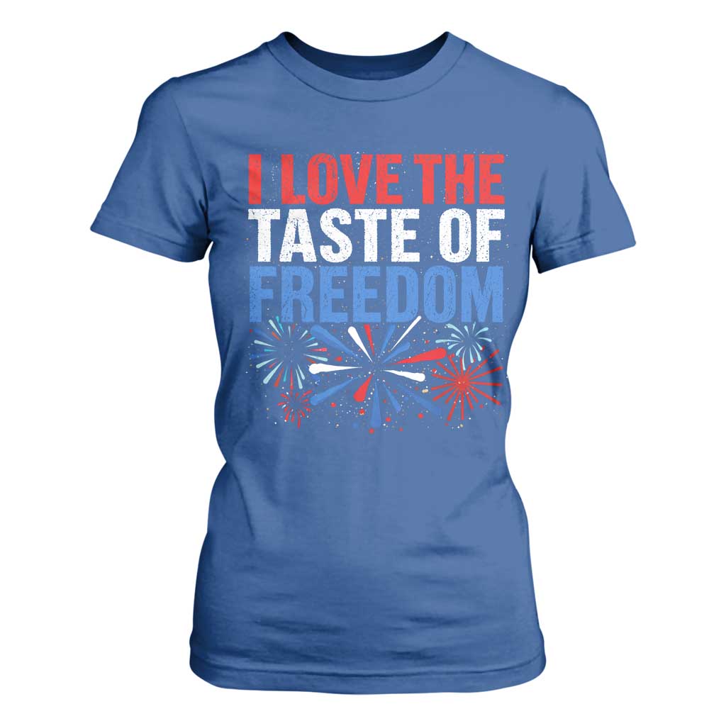 I Love The Taste Of Freedom Funny 4th of July Couple Matching T Shirt For Women US Fireworks