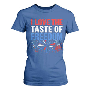 I Love The Taste Of Freedom Funny 4th of July Couple Matching T Shirt For Women US Fireworks
