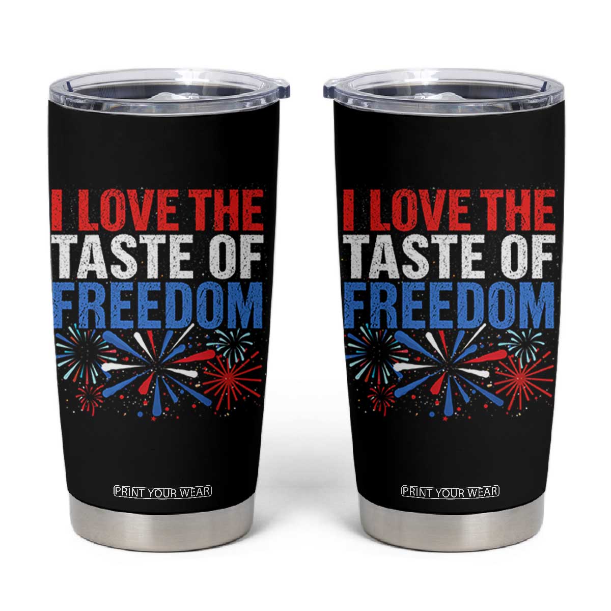 I Love The Taste Of Freedom Funny 4th of July Couple Matching Tumbler Cup US Fireworks