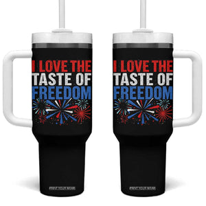 I Love The Taste Of Freedom Funny 4th of July Couple Matching Tumbler With Handle US Fireworks