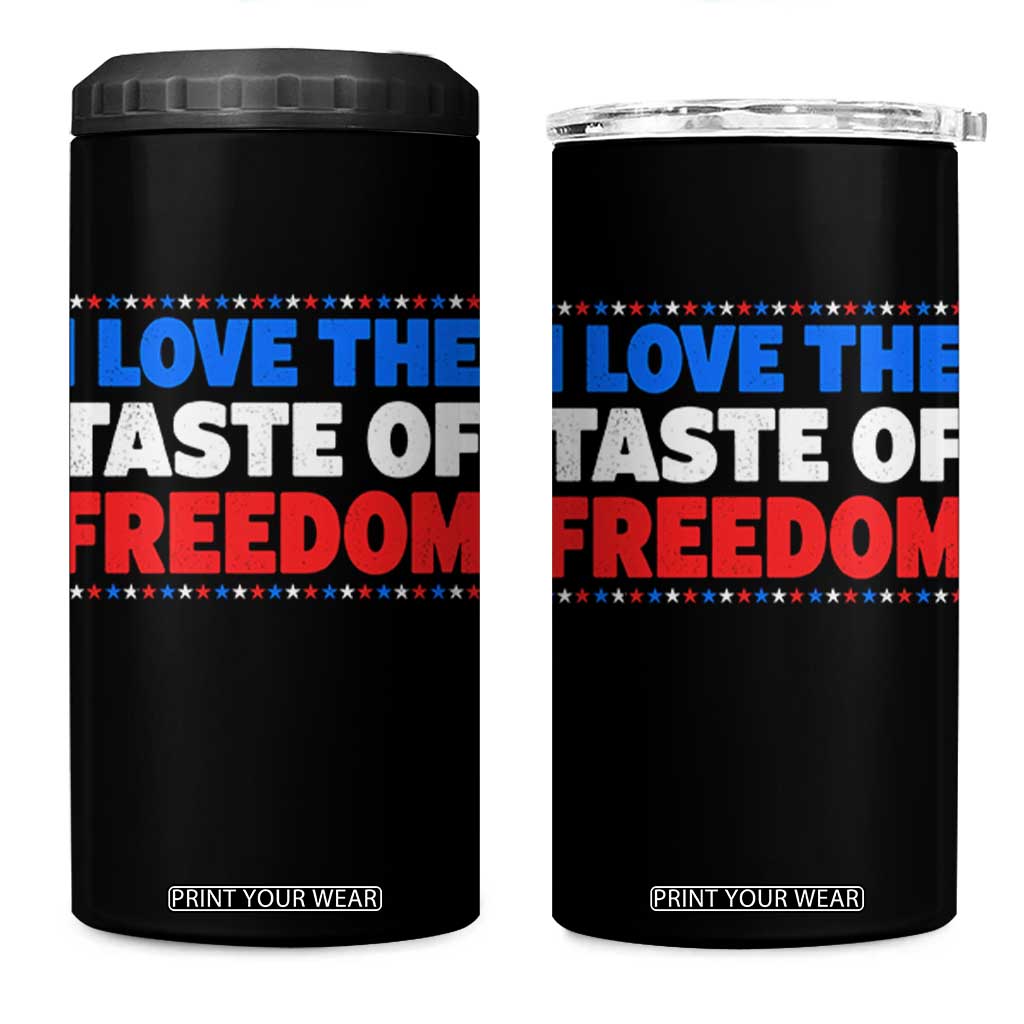 I Love The Taste Of Freedom Funny 4th of July Couple Matching 4 in 1 Can Cooler Tumbler