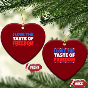 I Love The Taste Of Freedom Funny 4th of July Couple Matching Ceramic Ornament