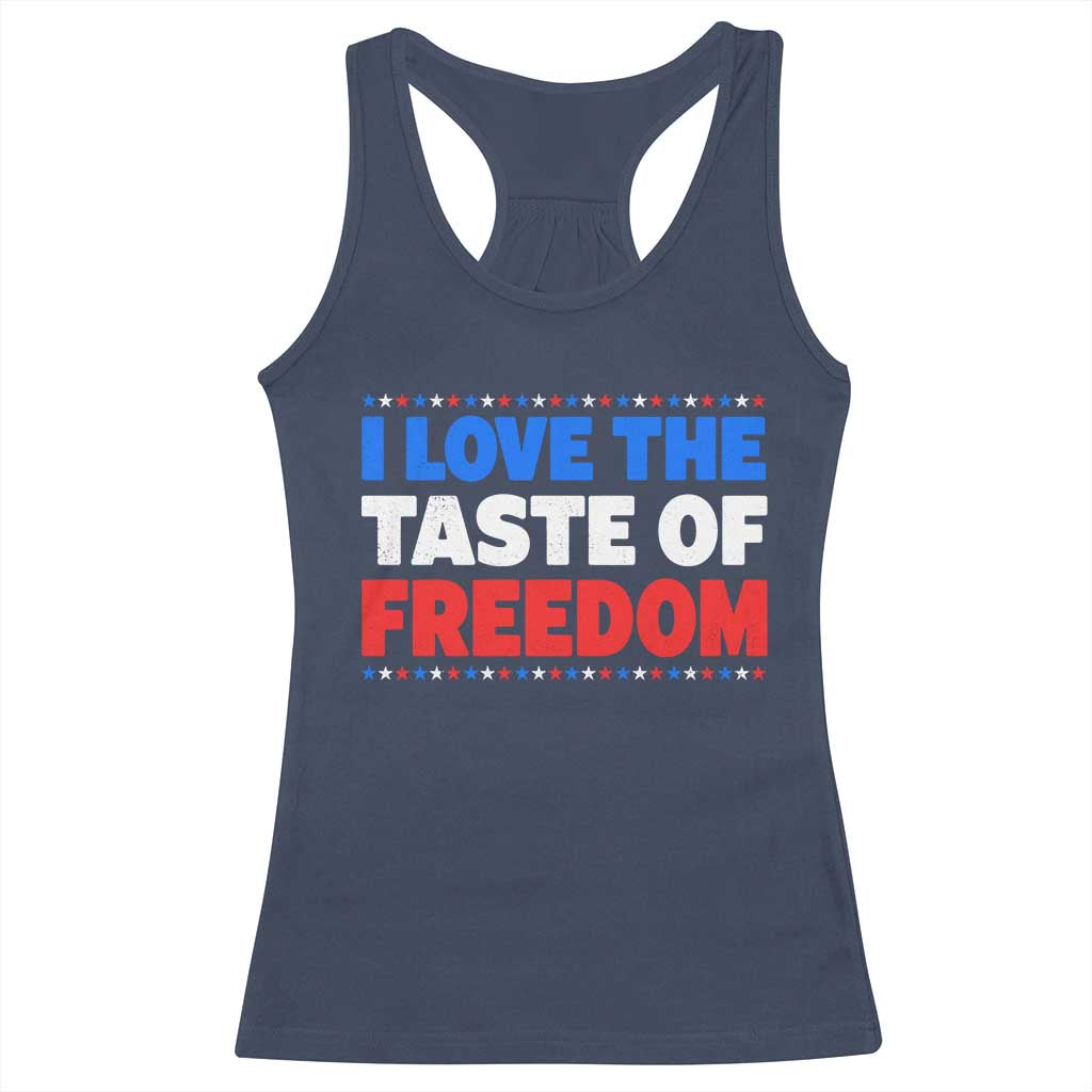 I Love The Taste Of Freedom Funny 4th of July Couple Matching Racerback Tank Top