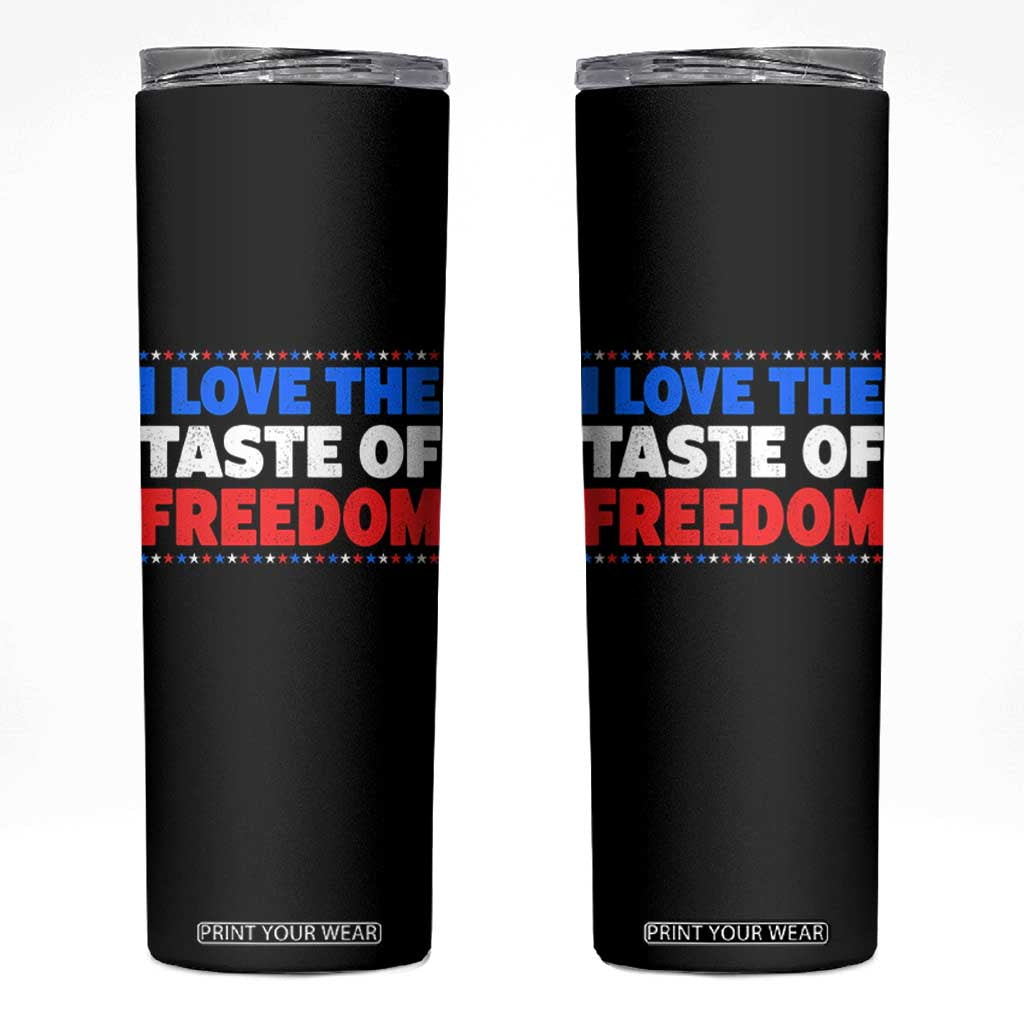 I Love The Taste Of Freedom Funny 4th of July Couple Matching Skinny Tumbler