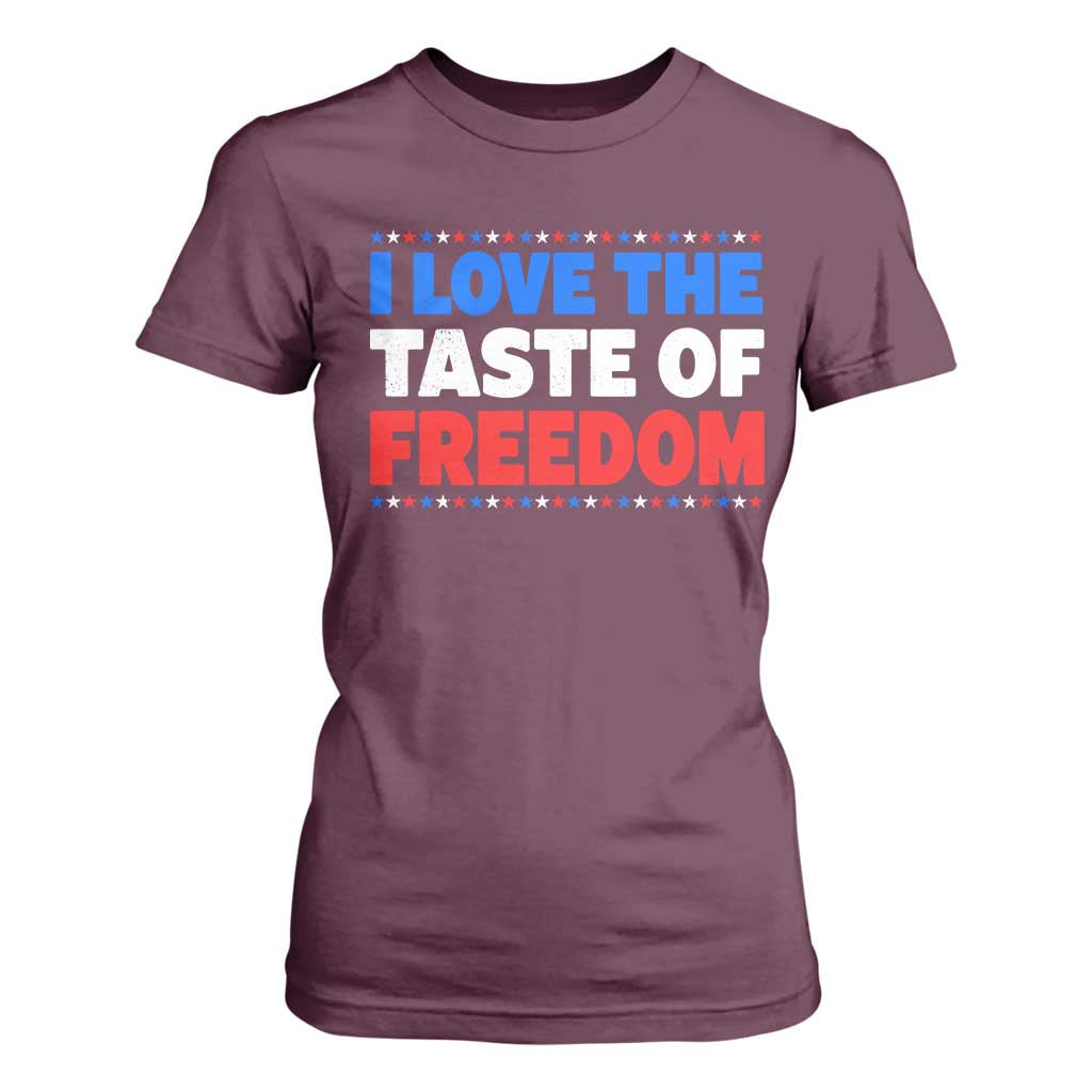 I Love The Taste Of Freedom Funny 4th of July Couple Matching T Shirt For Women