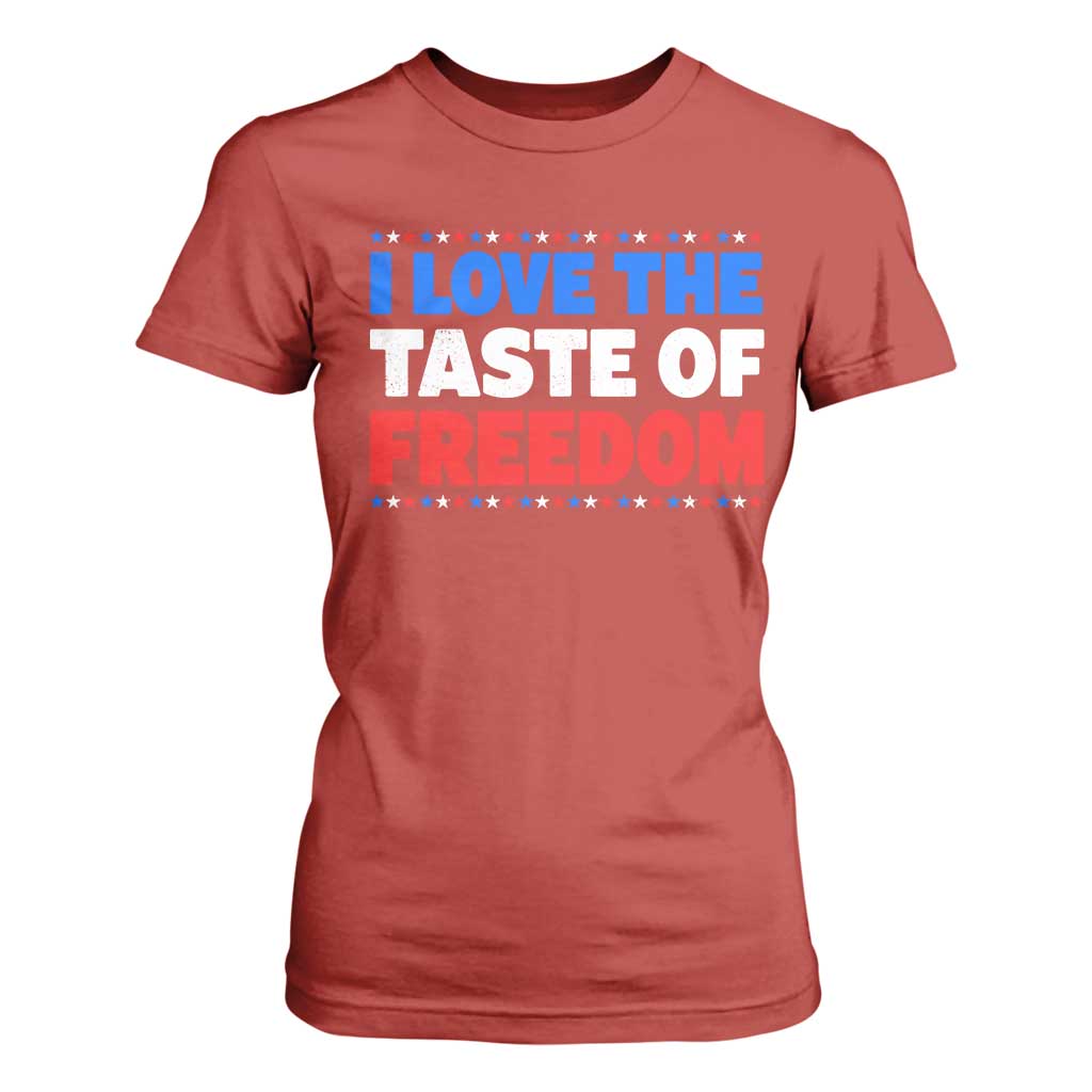 I Love The Taste Of Freedom Funny 4th of July Couple Matching T Shirt For Women