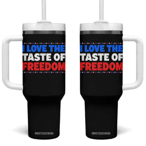 I Love The Taste Of Freedom Funny 4th of July Couple Matching Tumbler With Handle