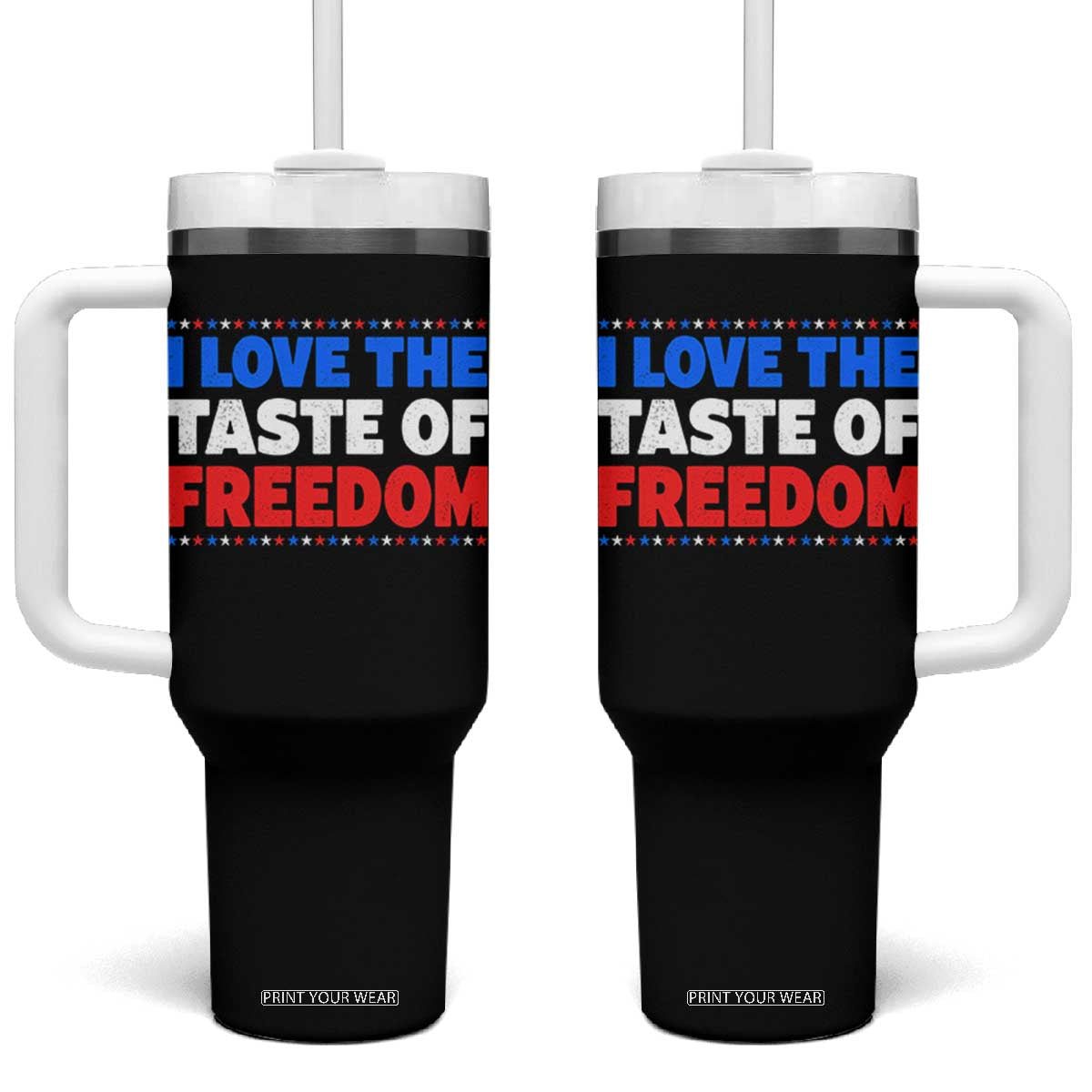 I Love The Taste Of Freedom Funny 4th of July Couple Matching Tumbler With Handle TS11 One Size: 40 oz Black Print Your Wear