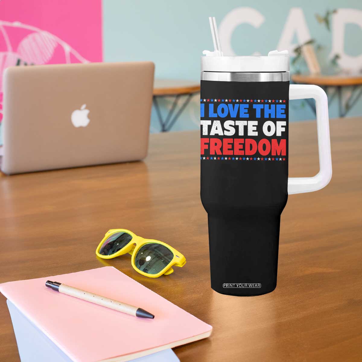 I Love The Taste Of Freedom Funny 4th of July Couple Matching Tumbler With Handle