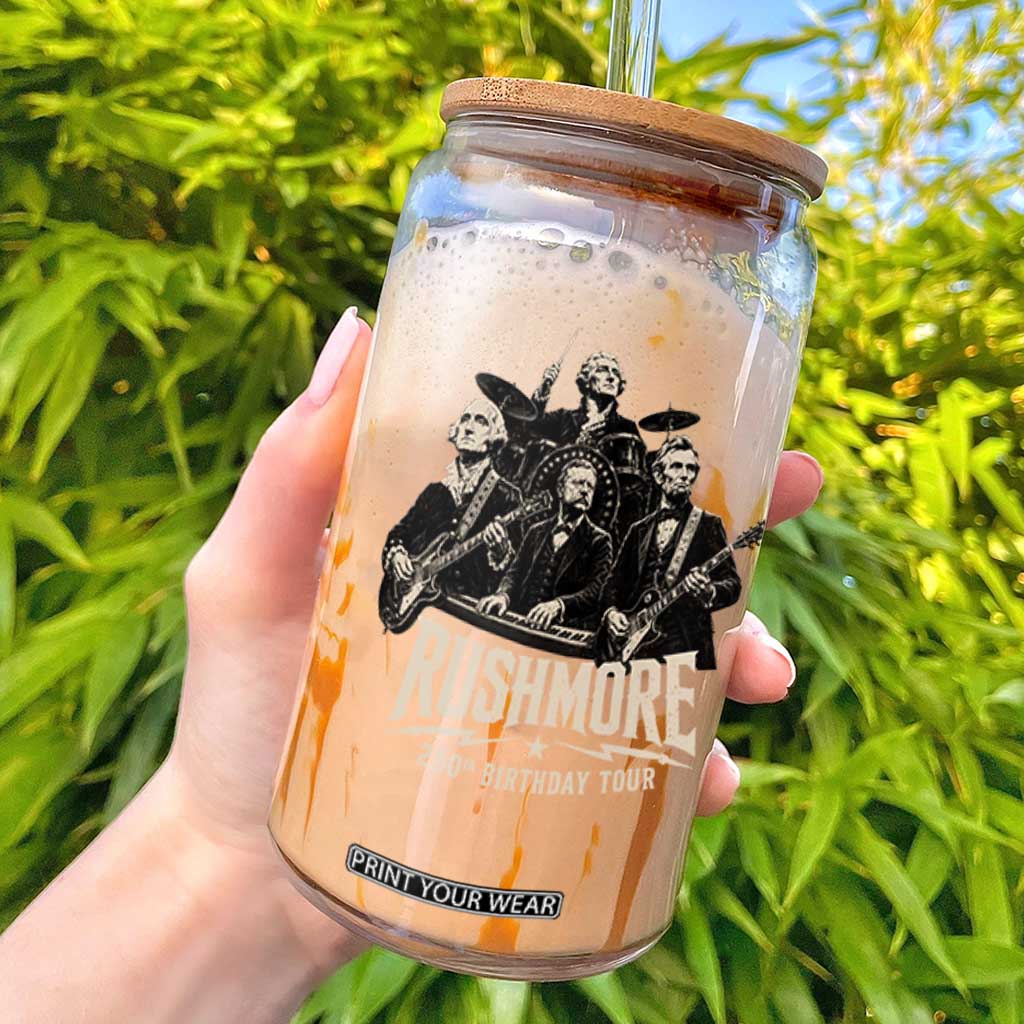 Rushmore 250th Birthday Tour Glass Can Funny Presidents Rockstar Music