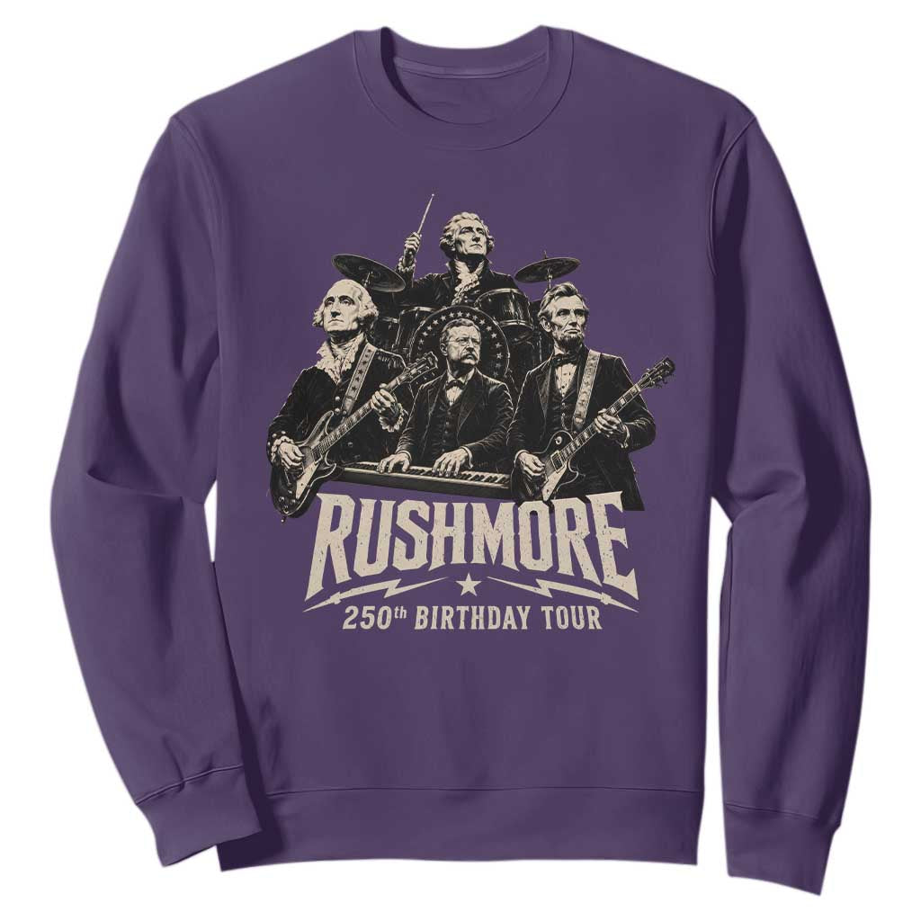 Rushmore 250th Birthday Tour Sweatshirt Funny Presidents Rockstar Music