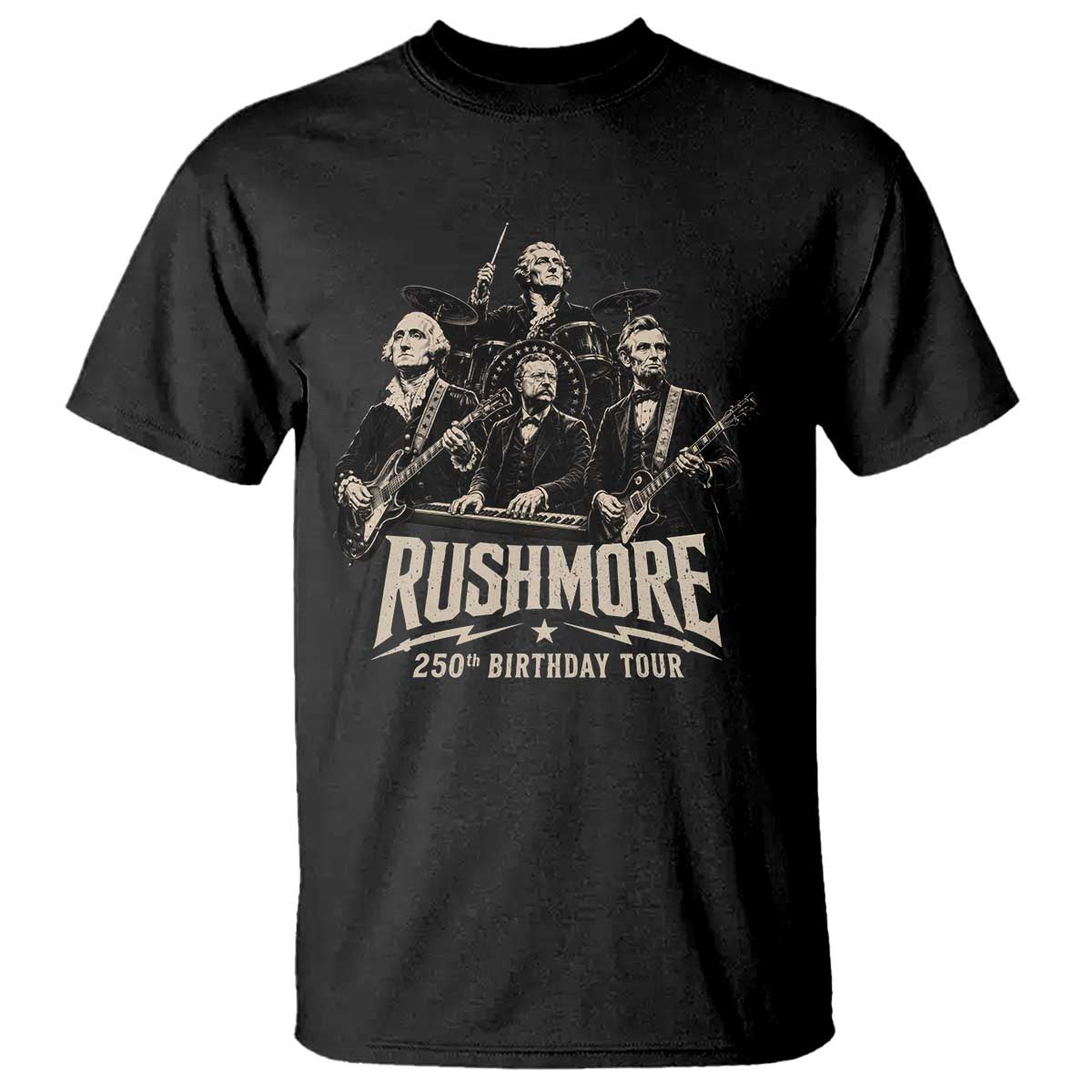 Rushmore 250th Birthday Tour T Shirt Funny Presidents Rockstar Music