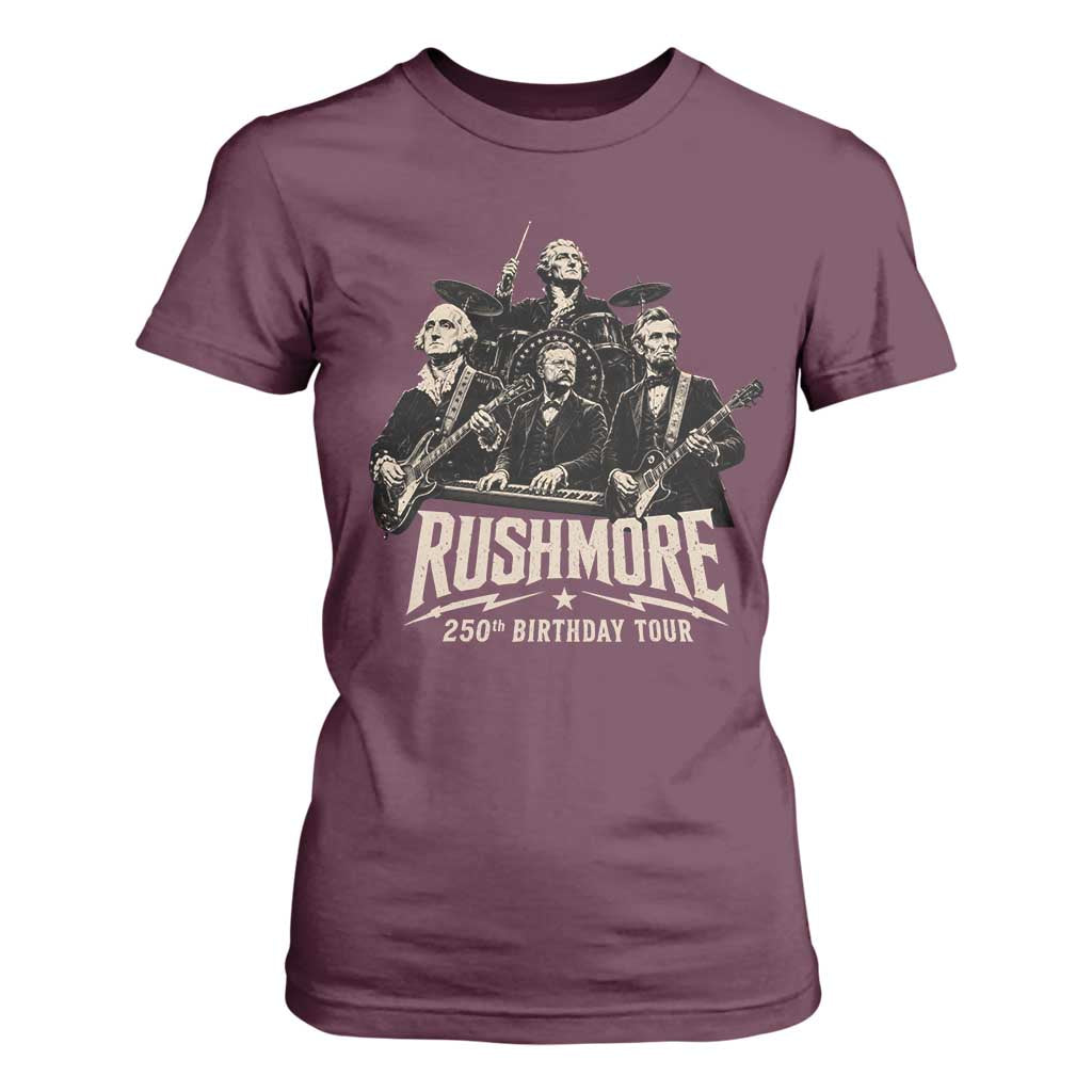Rushmore 250th Birthday Tour T Shirt For Women Funny Presidents Rockstar Music