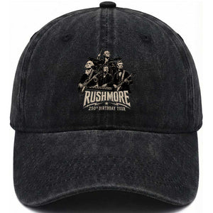 Rushmore 250th Birthday Tour Washed Cotton Baseball Cap Funny Presidents Rockstar Music TS11 Print Your Wear